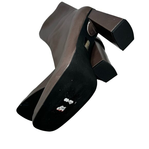 Jeffrey Campbell Maximal-Lo Booties in Taupe Leather Square Toe Size 10 - Picture 4 of 4